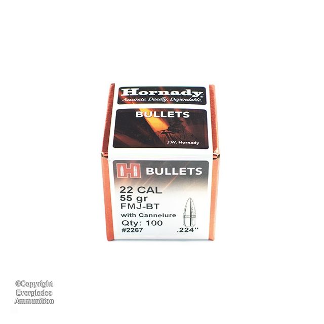 22 Cal 55gr FMJ-BT 100ct Hornady #2267